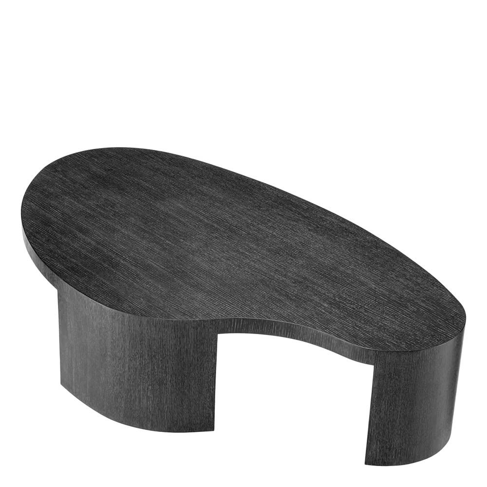 Organically shaped and luxurious charcoal grey oak veneered coffee table