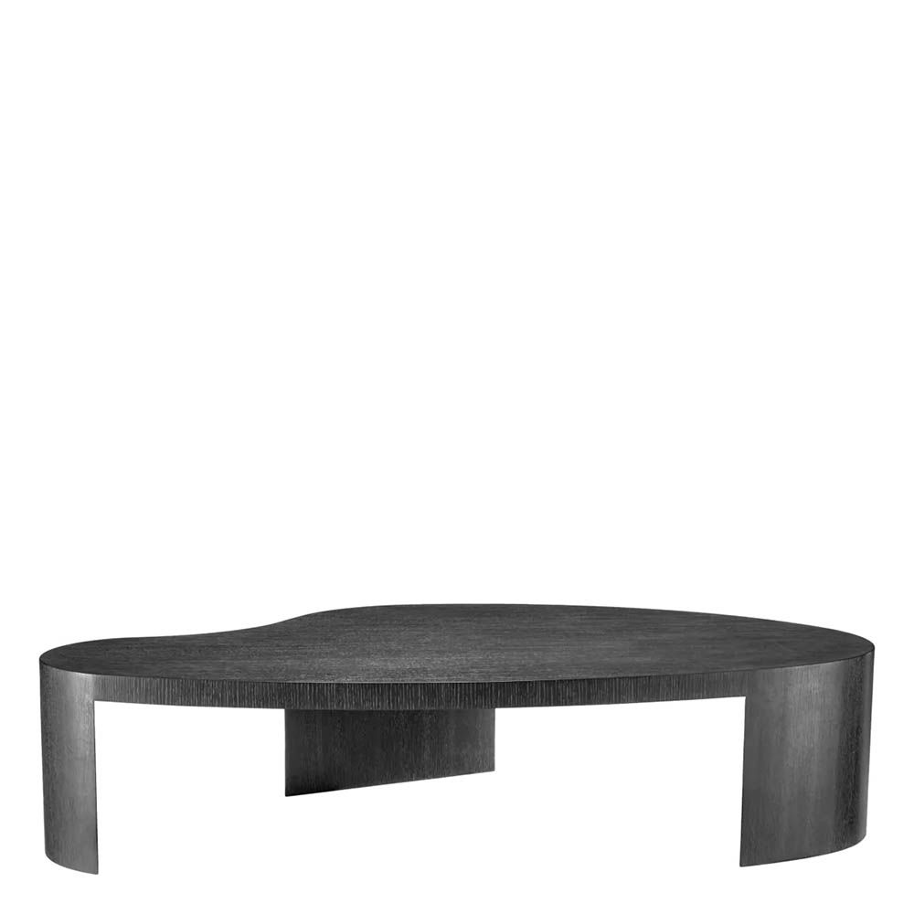 Organically shaped and luxurious charcoal grey oak veneered coffee table