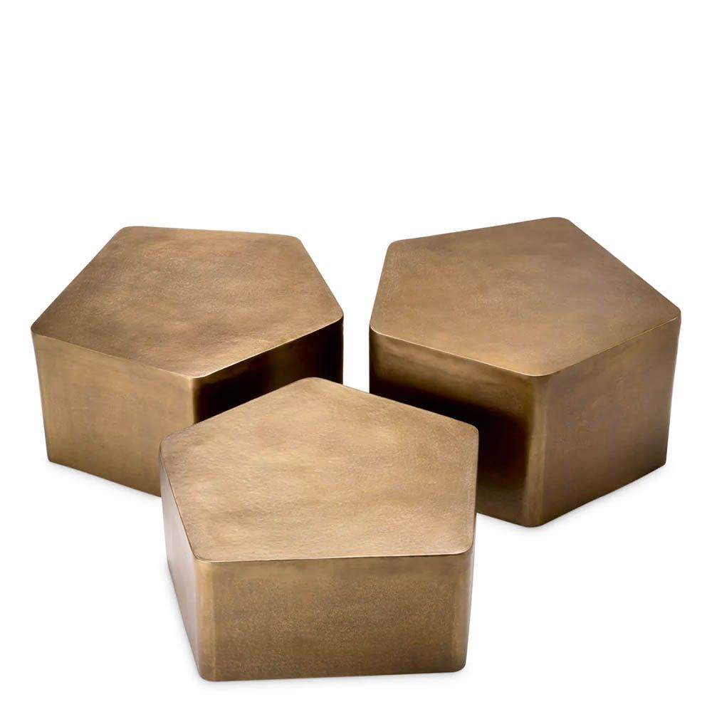 Set of three vintage brass organically shaped coffee tables