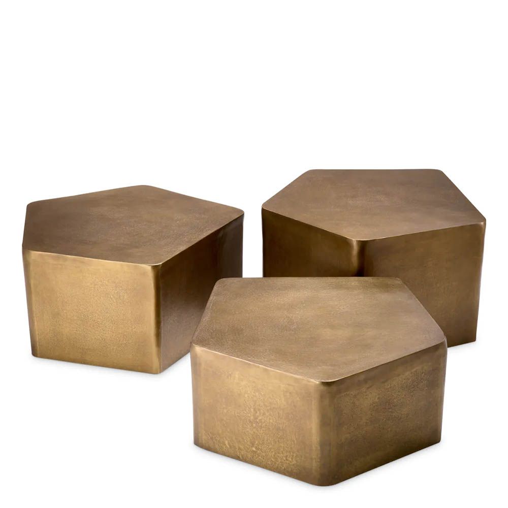 Set of three vintage brass organically shaped coffee tables