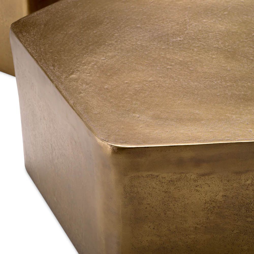 Set of three vintage brass organically shaped coffee tables