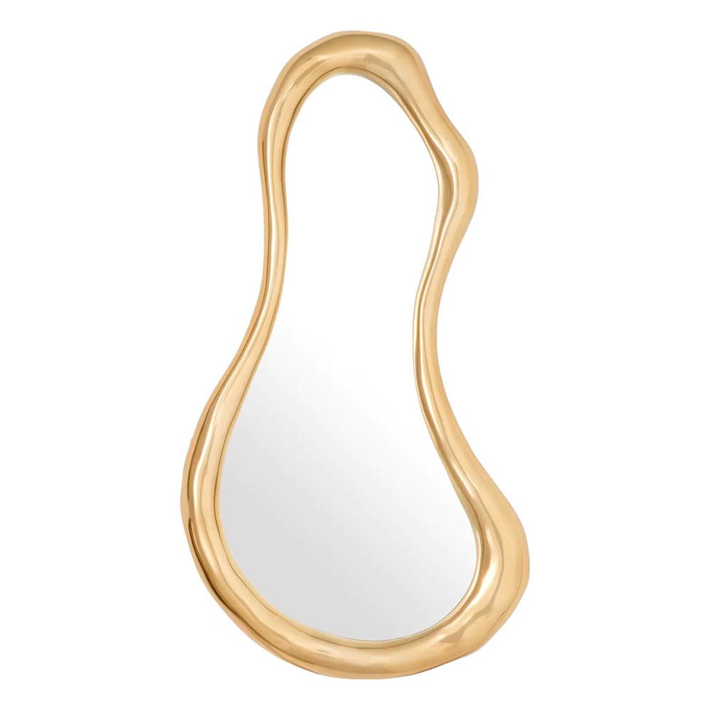 Organic shape set of three mirrors boasting fluid gold-finished frames