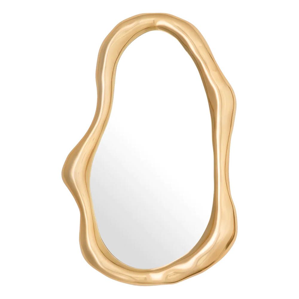 Organic shape set of three mirrors boasting fluid gold-finished frames