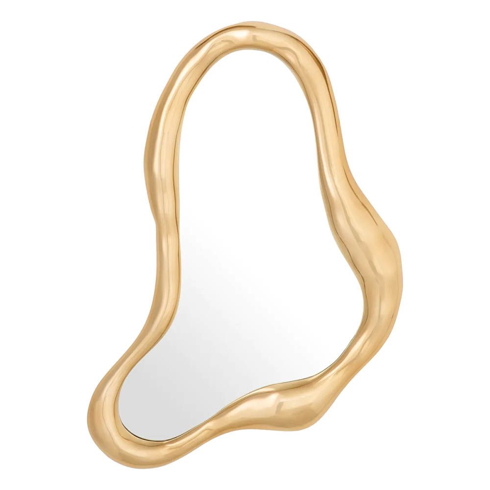 Organic shape set of three mirrors boasting fluid gold-finished frames