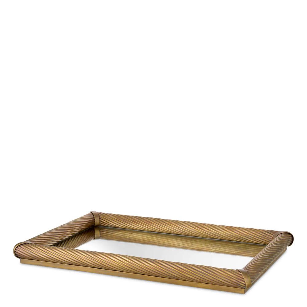 Tray with mirrored base and gold frame
