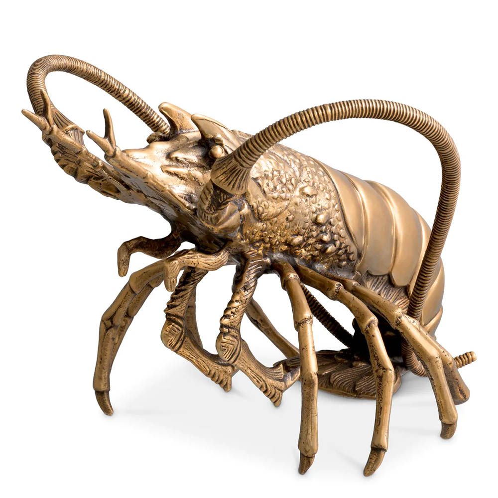Sophisticated brass lobster sculpture with a vintage finish