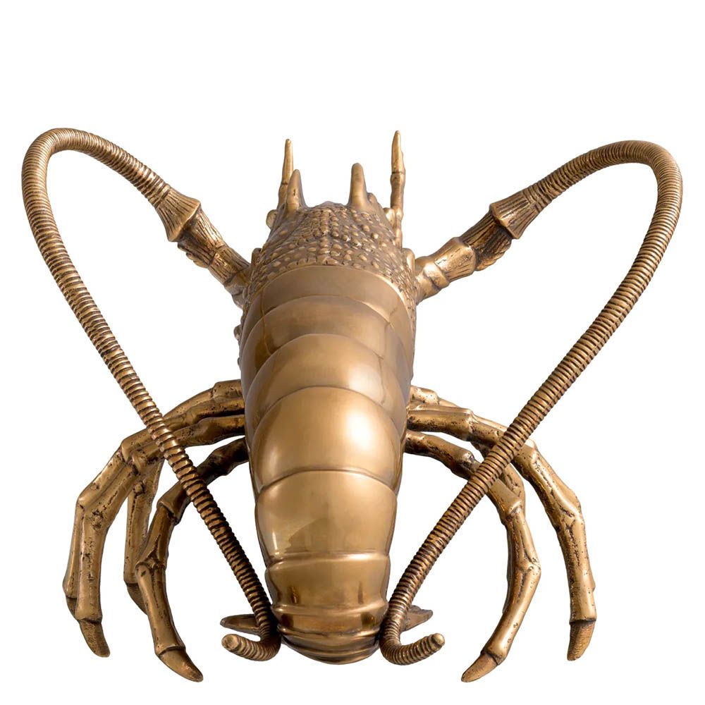 Sophisticated brass lobster sculpture with a vintage finish