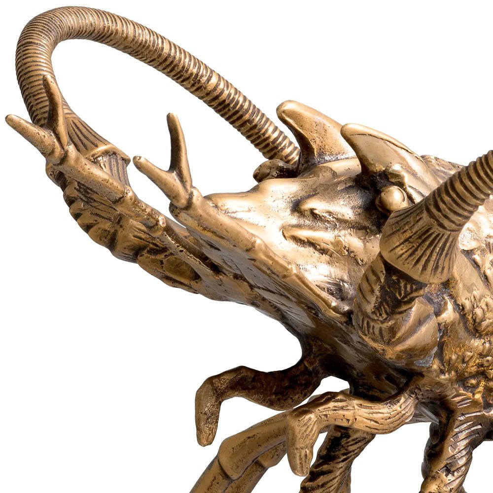 Sophisticated brass lobster sculpture with a vintage finish