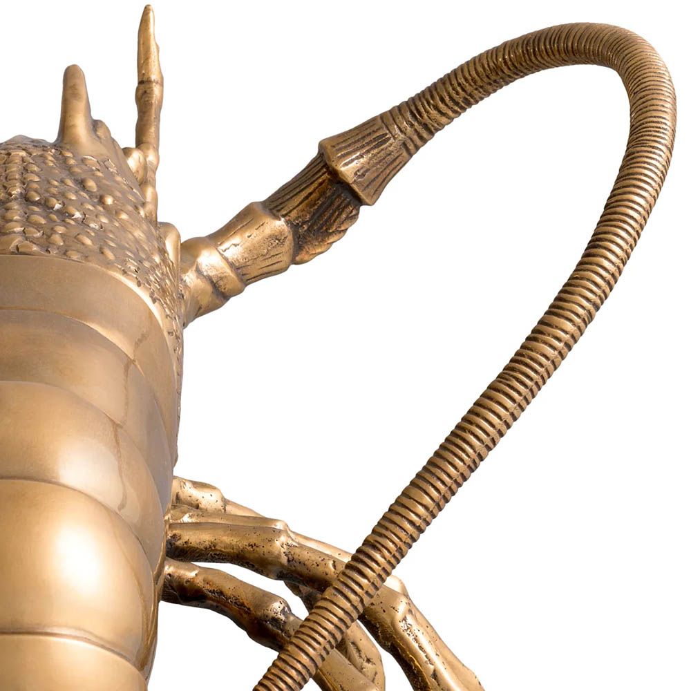 Sophisticated brass lobster sculpture with a vintage finish