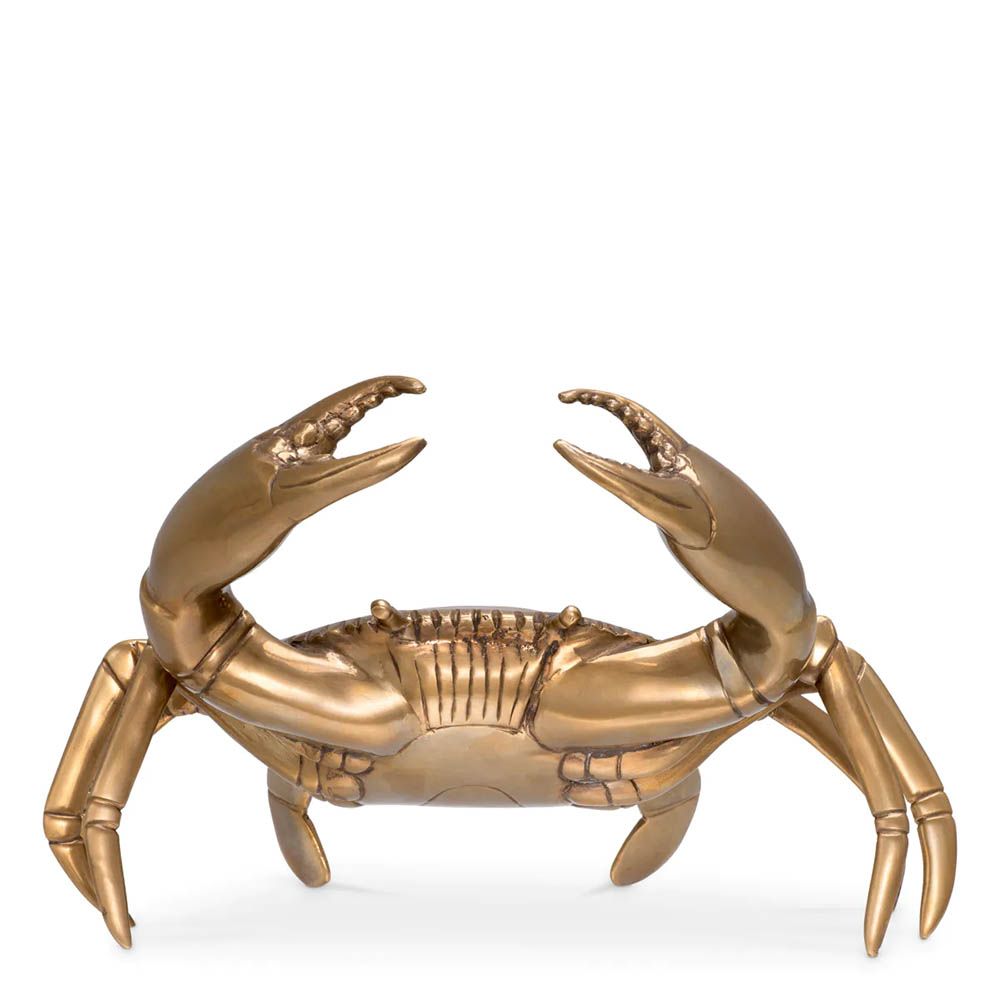 Solid casted brass crab object with a vintage brass finish