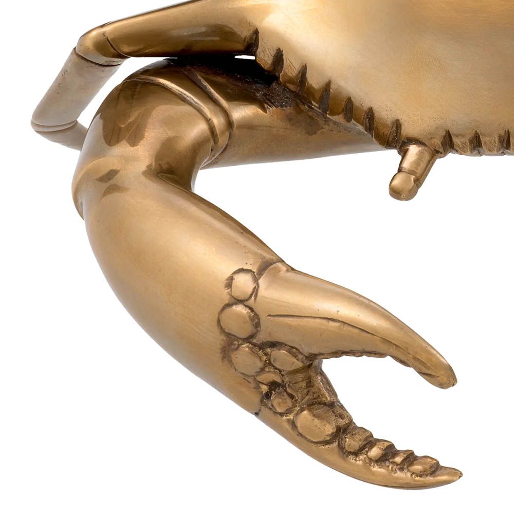 Solid casted brass crab object with a vintage brass finish