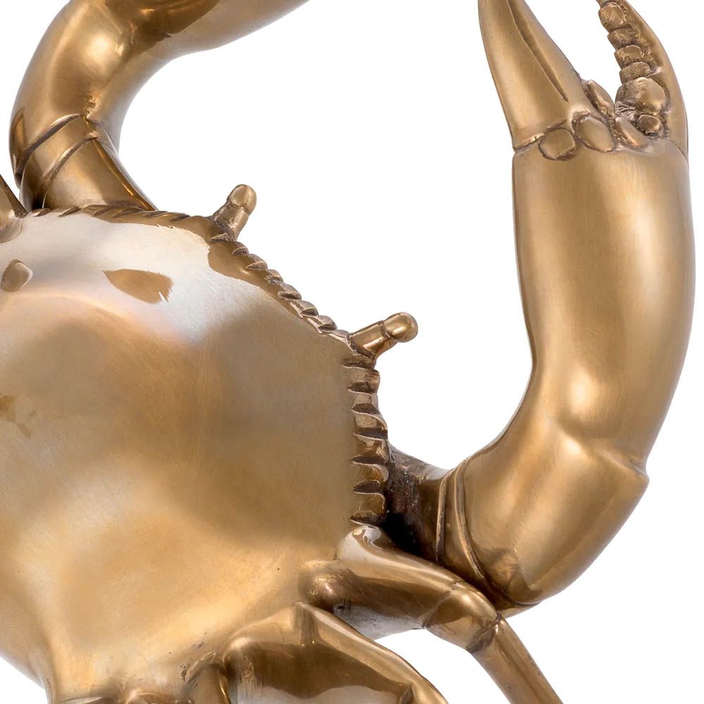 Solid casted brass crab object with a vintage brass finish