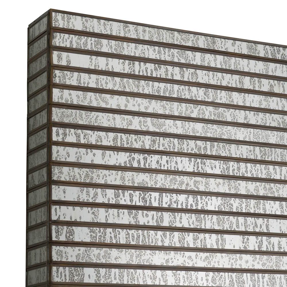 Rectangular metal wall art with mirror glass face