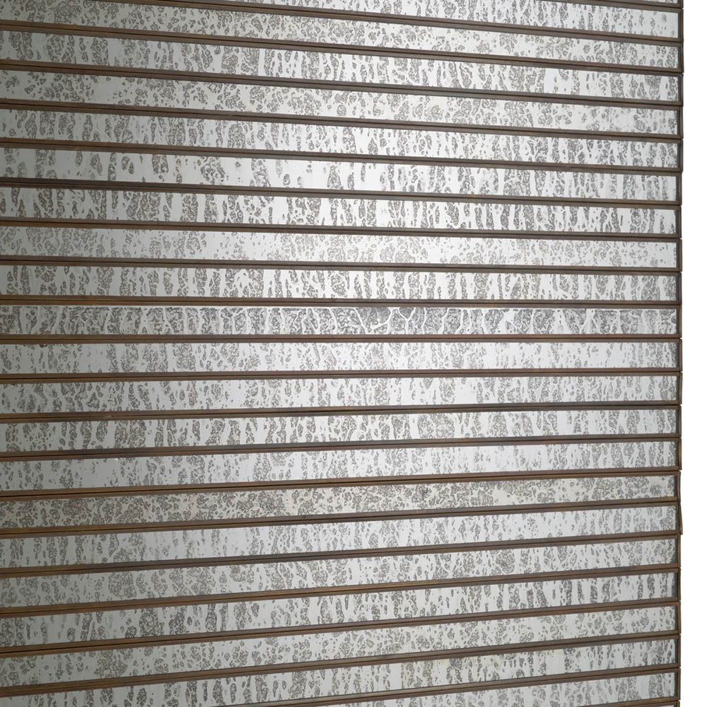 Rectangular metal wall art with mirror glass face