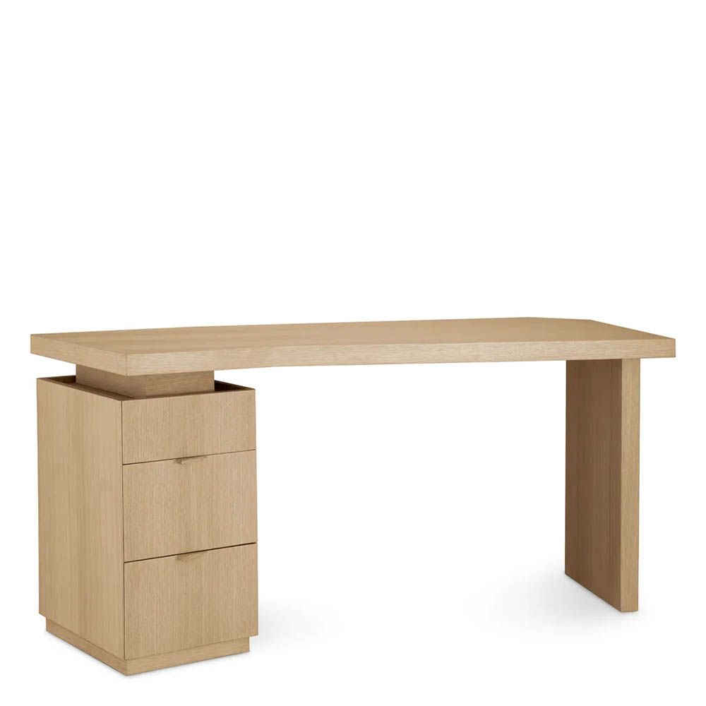 Sleek wooden desk with three drawers