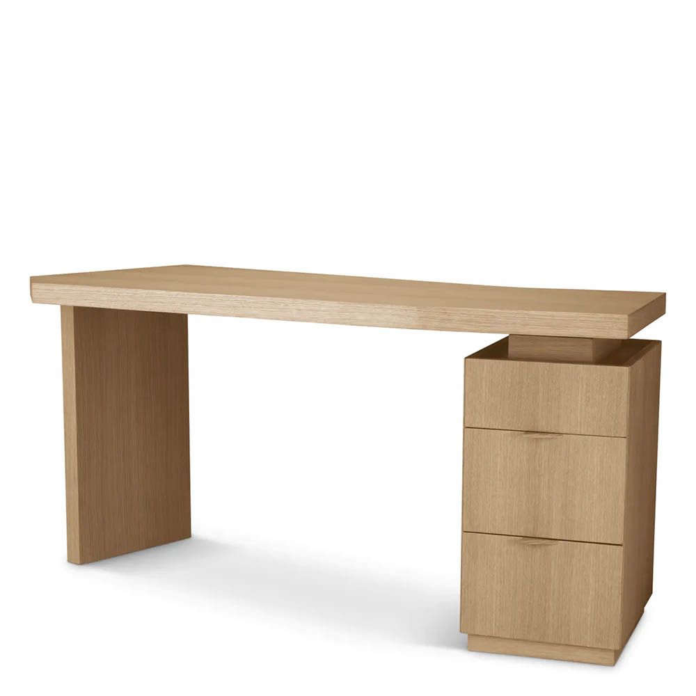 Sleek wooden desk with three drawers