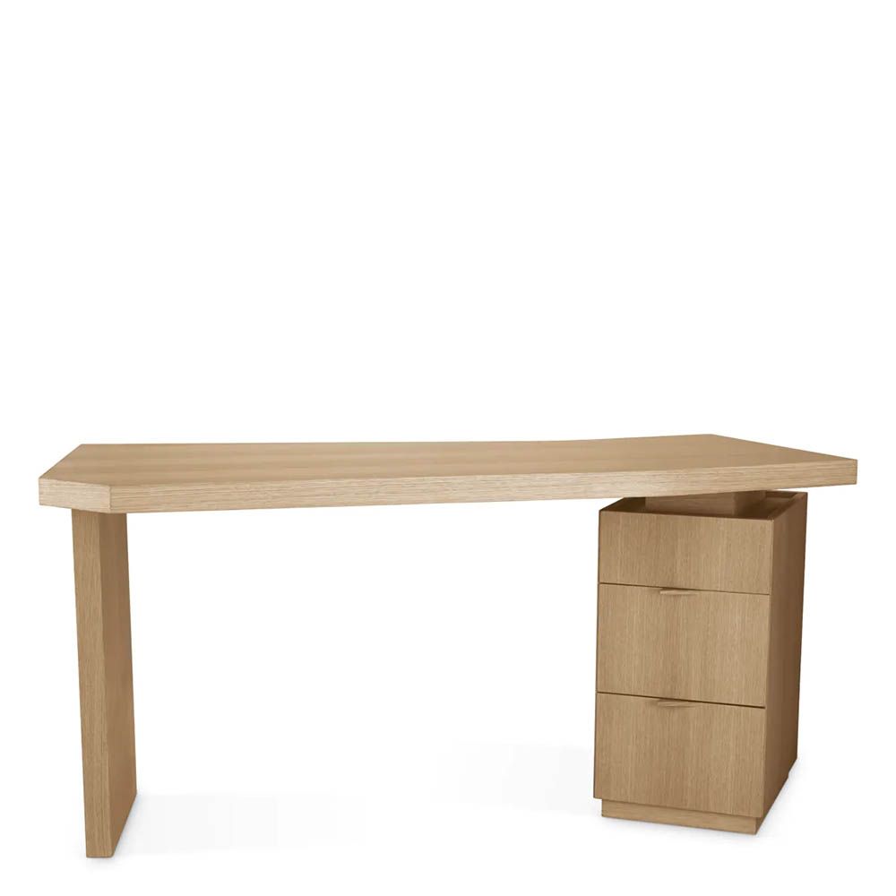 Sleek wooden desk with three drawers