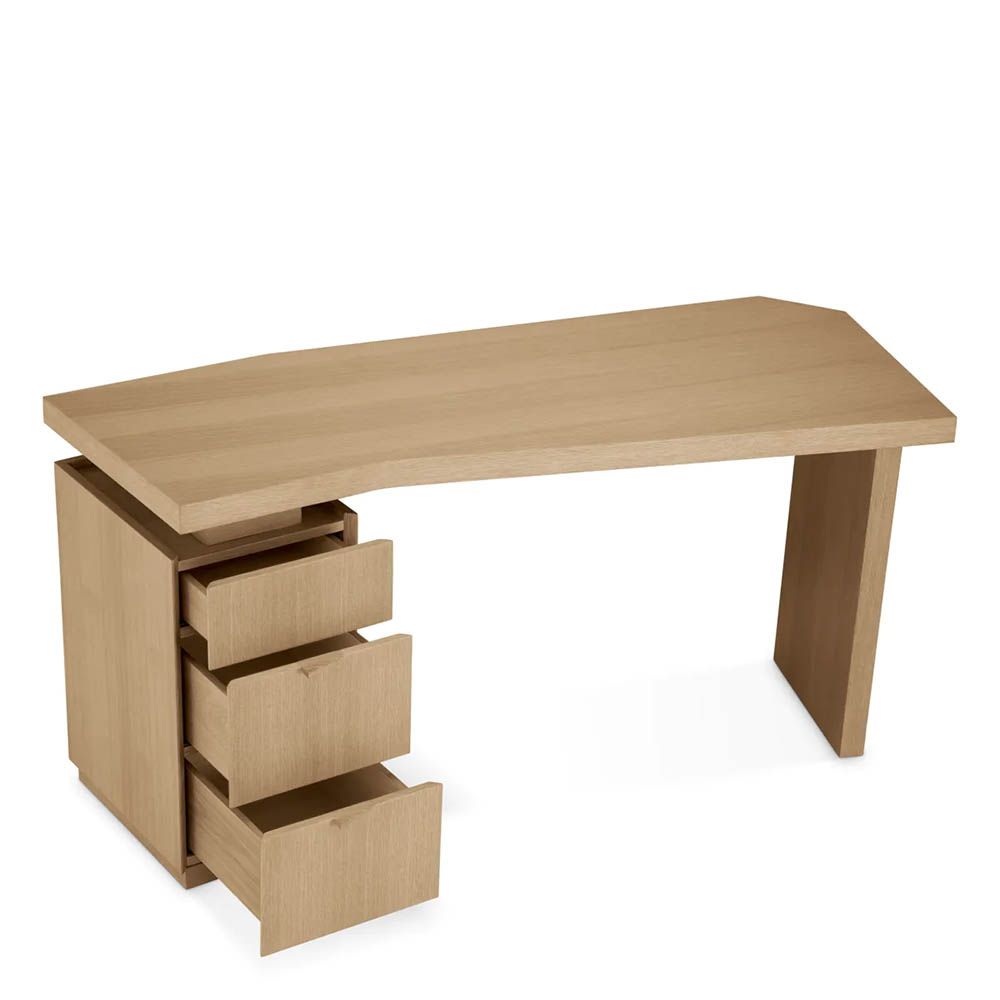 Sleek wooden desk with three drawers