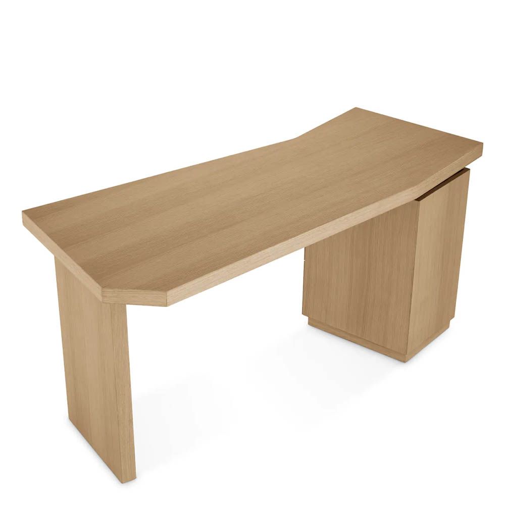 Sleek wooden desk with three drawers