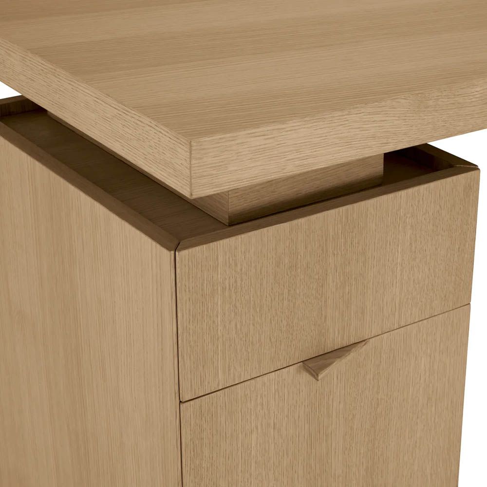 Sleek wooden desk with three drawers