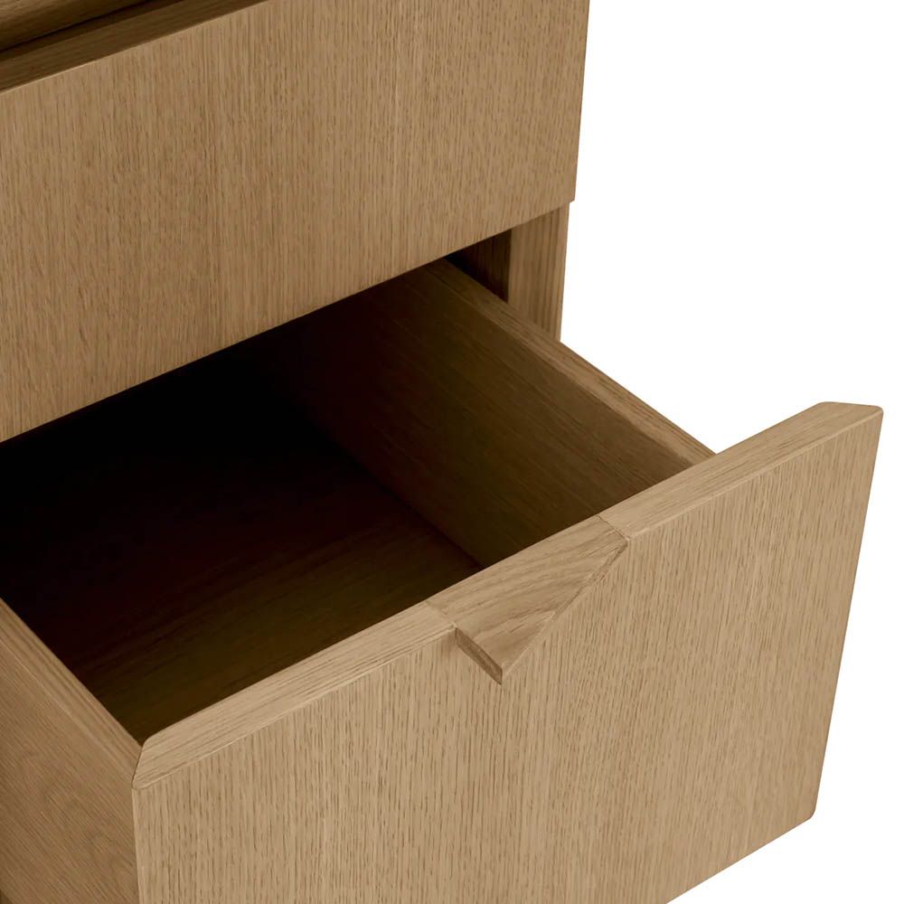 Sleek wooden desk with three drawers