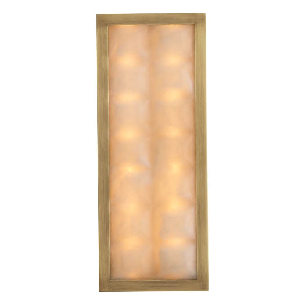 Softly quilted glass wall lamp with brass edge