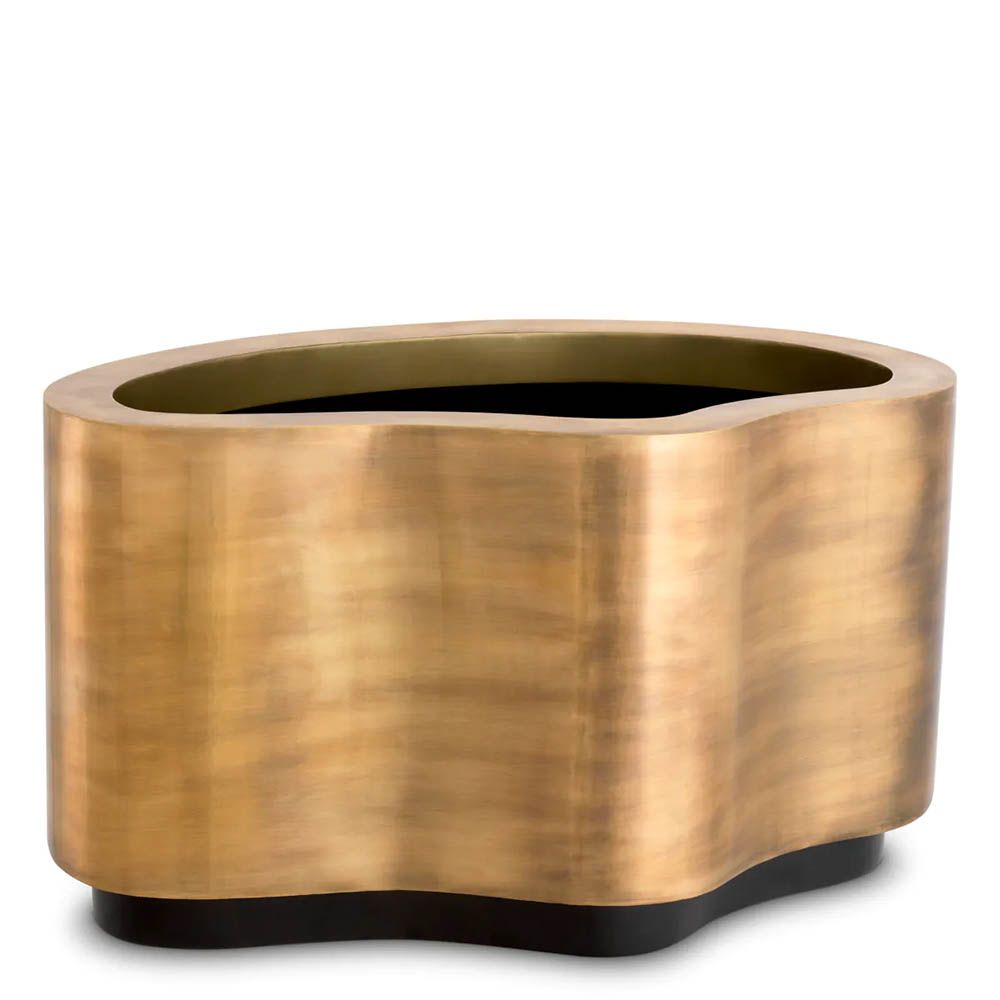 Organic shape planter with vintage brass finish