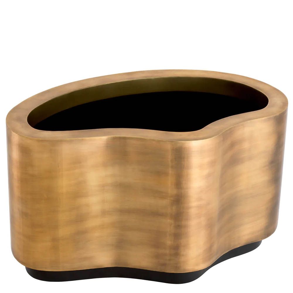 Organic shape planter with vintage brass finish