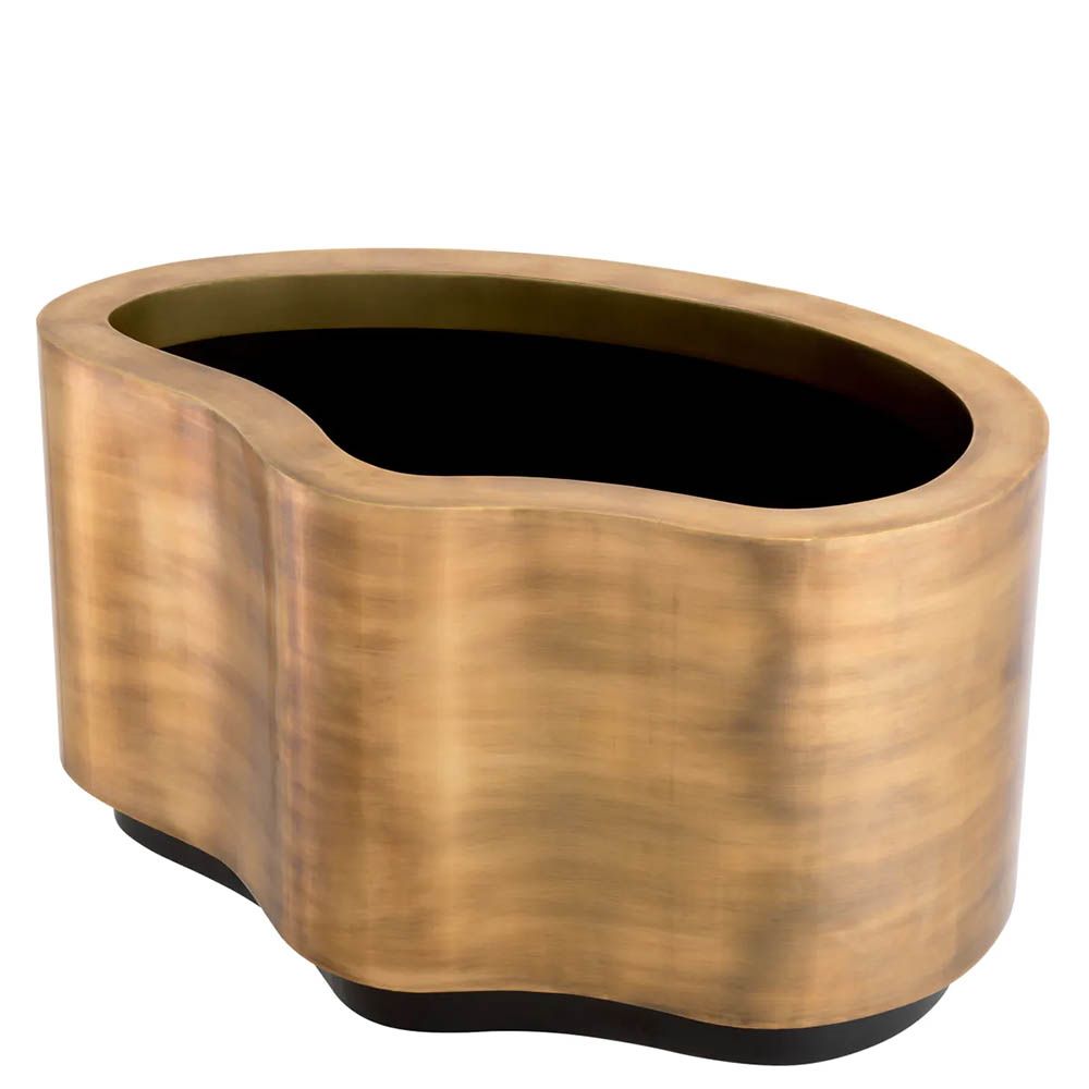 Organic shape planter with vintage brass finish