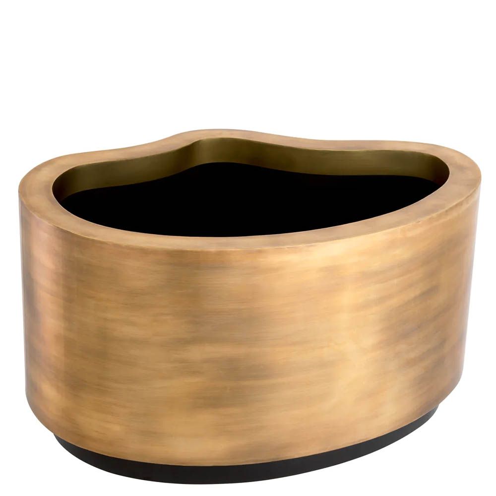 Organic shape planter with vintage brass finish