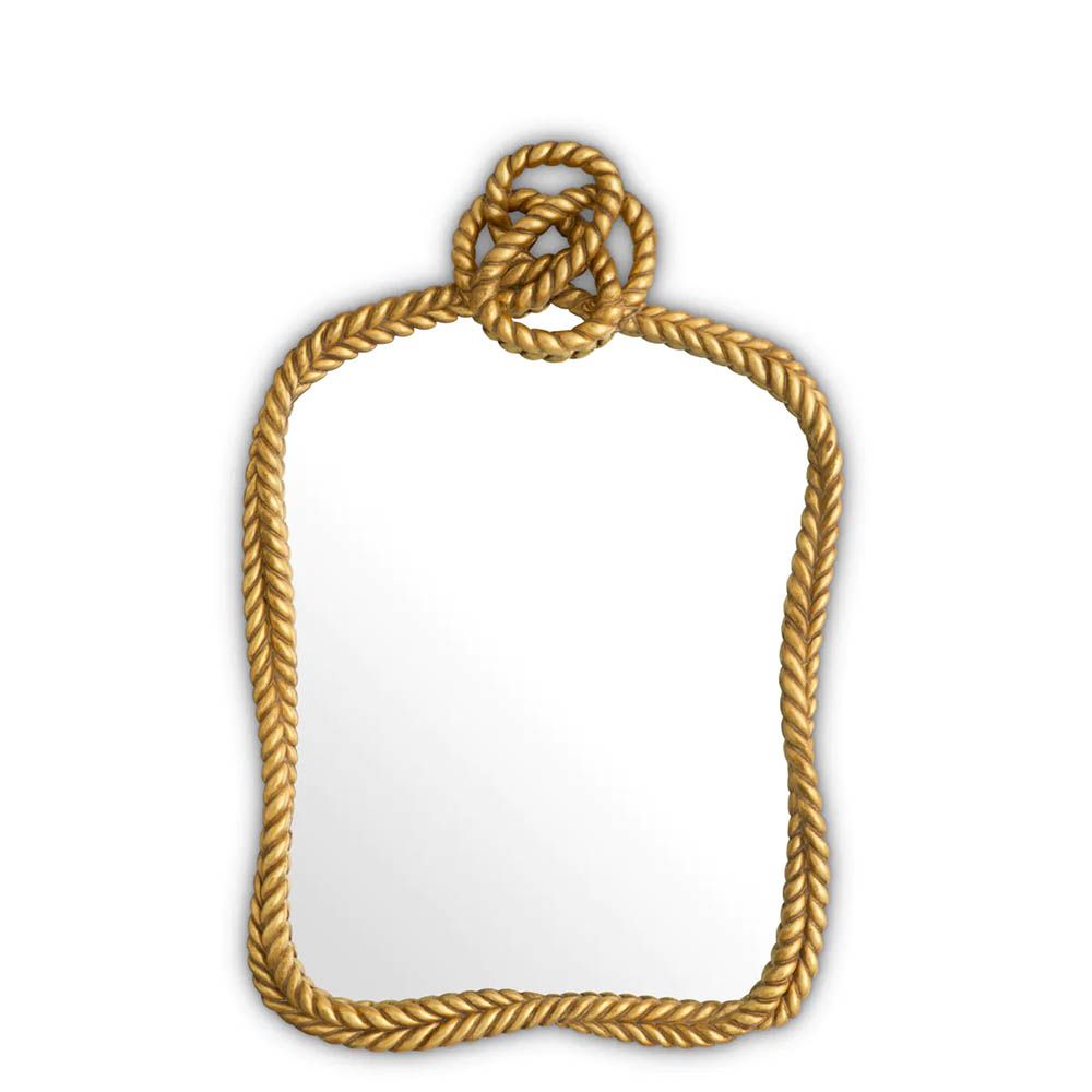Antique gold mirror with unique rope detail crown