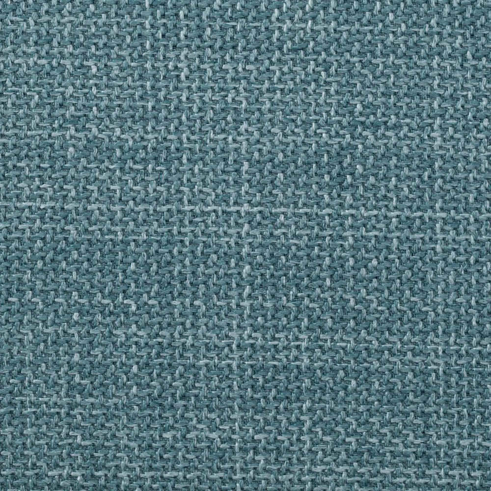 blue linen upholstered armchair with horizontal fluting and brass frame