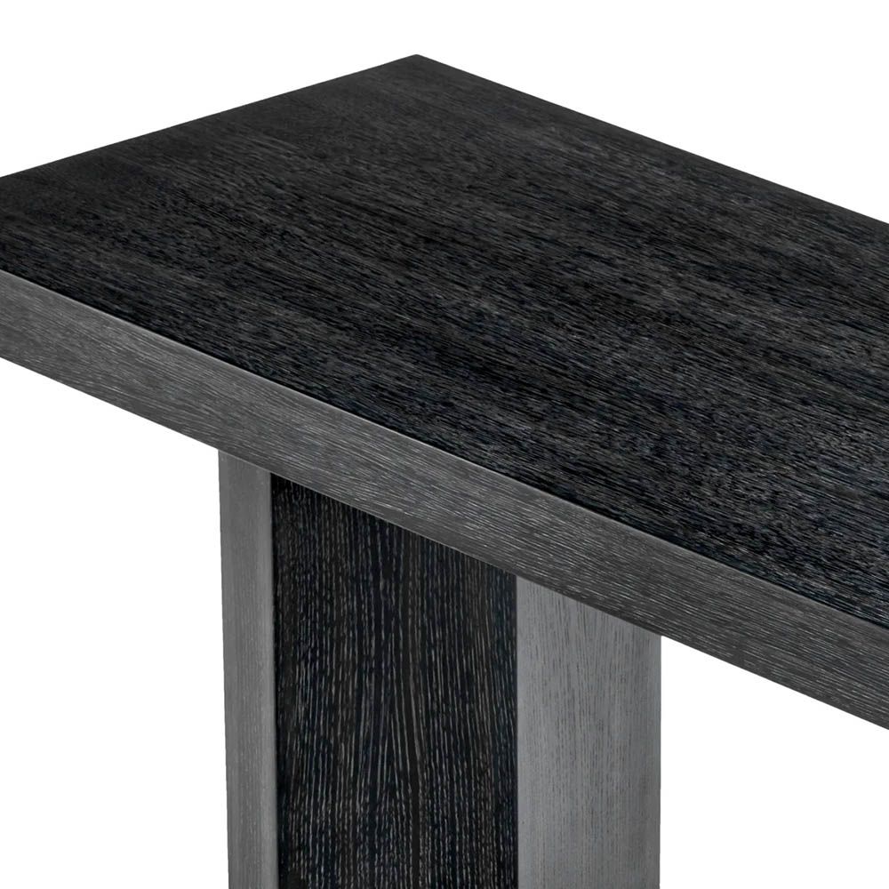 Charcoal grey geometric wooden console table