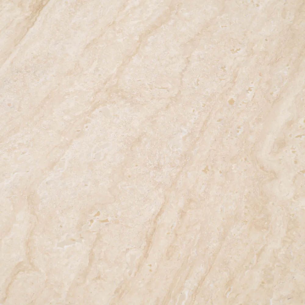 organic three sided travertine side table - large