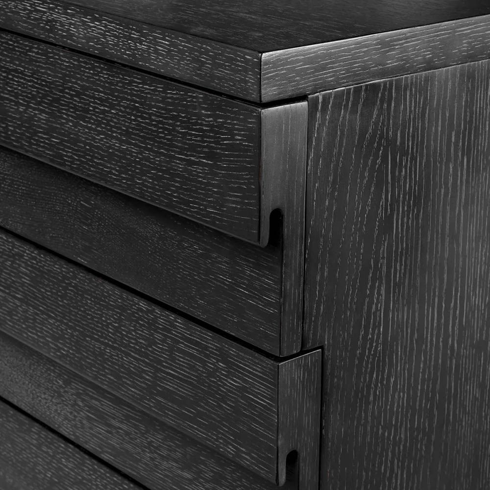 Multiple drawer dresser finished in charcoal grey with additional shelf 