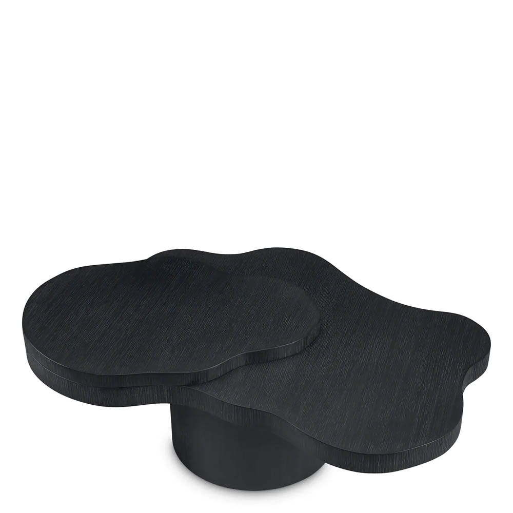 Organic shaped charcoal grey oak veneer coffee table
