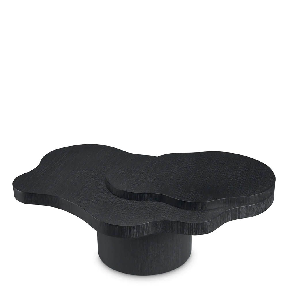 Organic shaped charcoal grey oak veneer coffee table