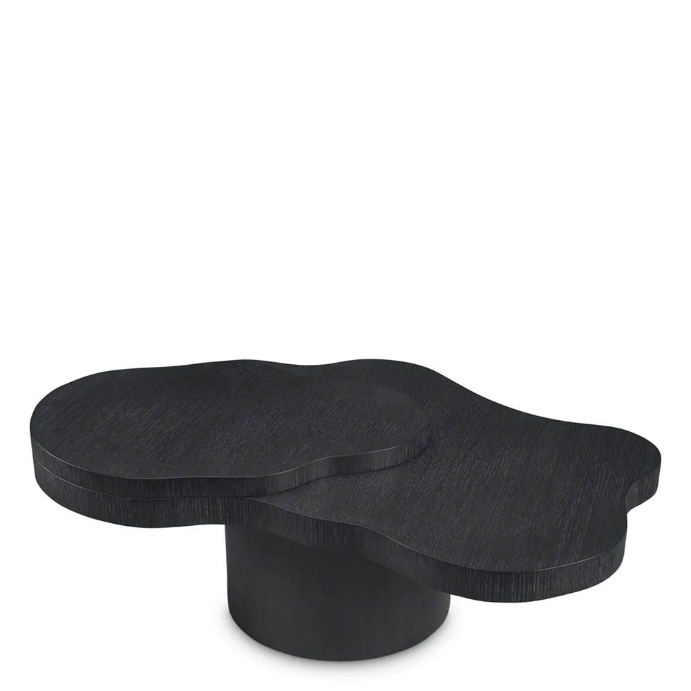 Organic shaped charcoal grey oak veneer coffee table