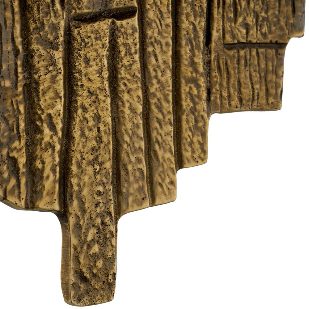 Brass finish wall lamp with textured edges and surface