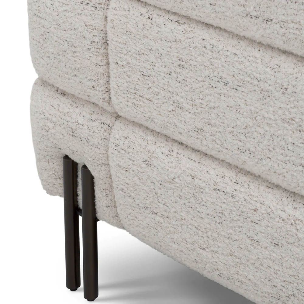 Square shaped horizontal fluted york armchair in off-white upholstery