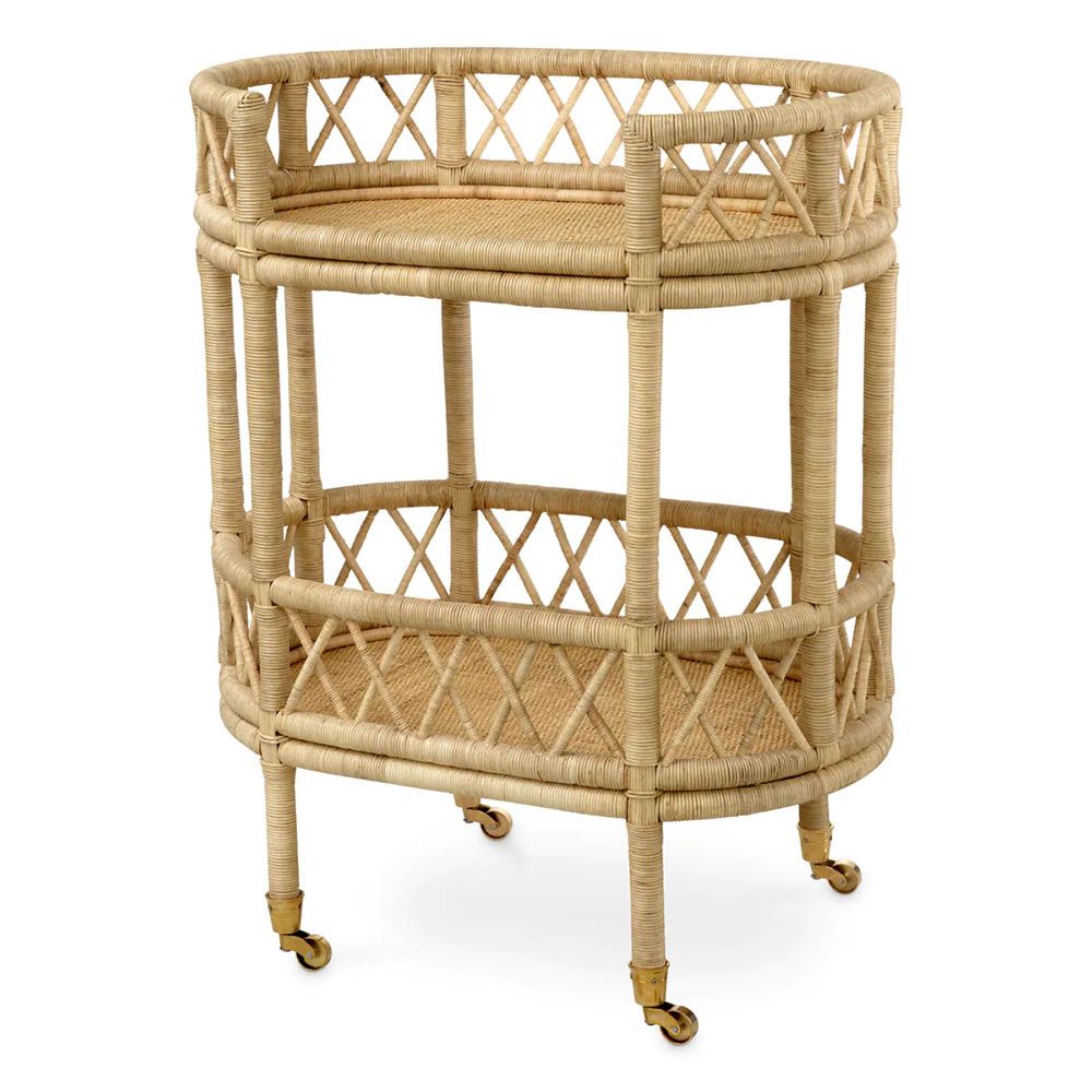 Trolley in natural rattan finish