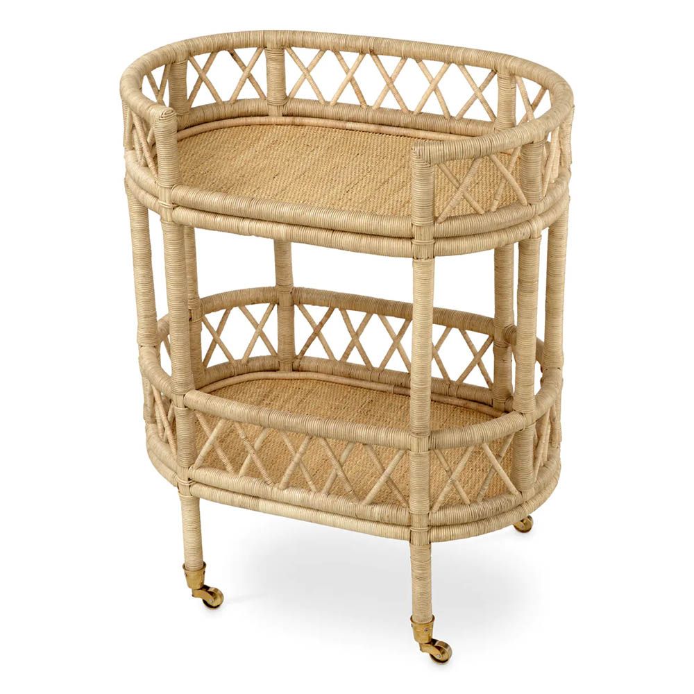 Trolley in natural rattan finish