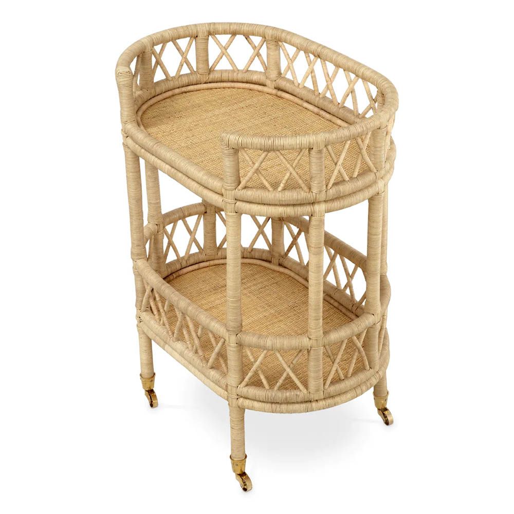 Trolley in natural rattan finish