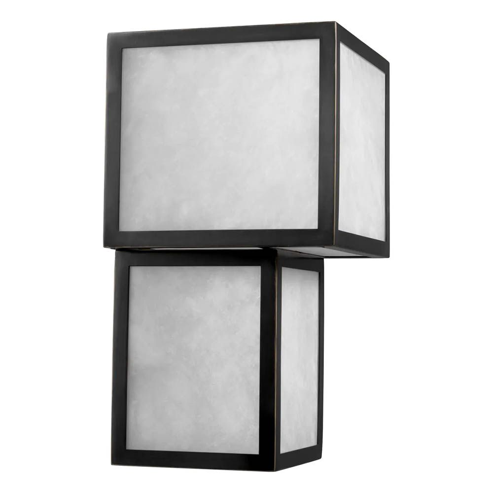 Cubist wall light with black bronze edges