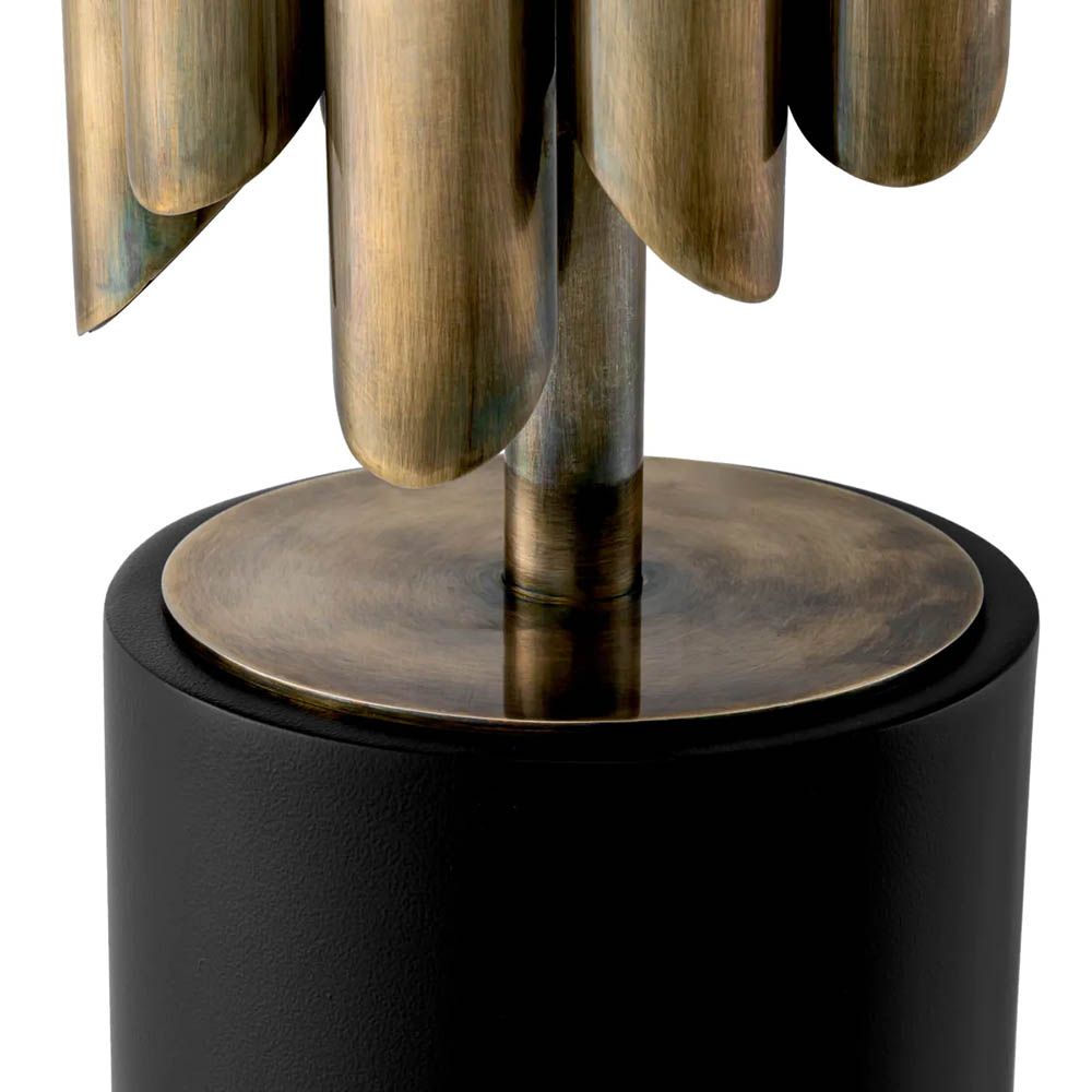 Gold clustered pipe design table lamp with black shade