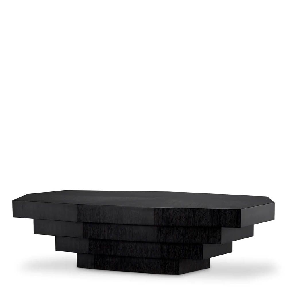 Black coffee table in descending tiered design