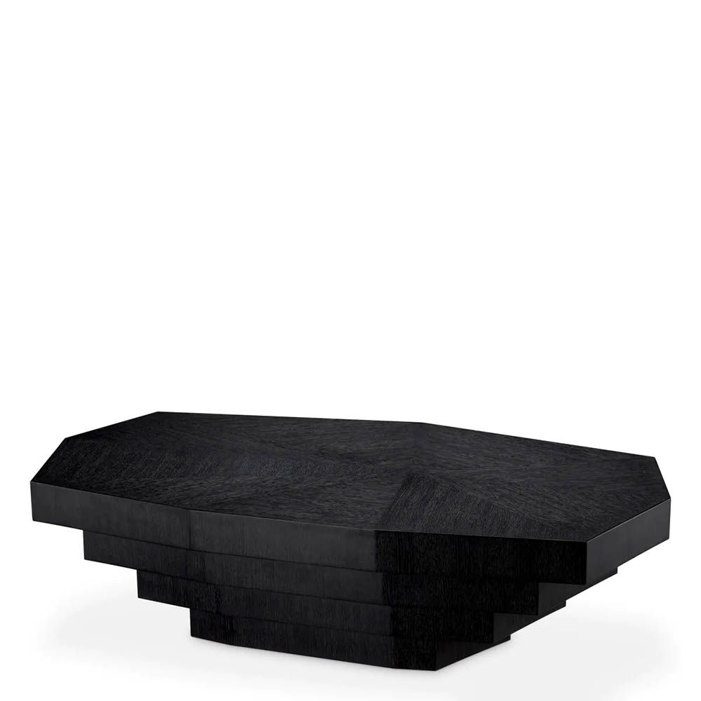 Black coffee table in descending tiered design