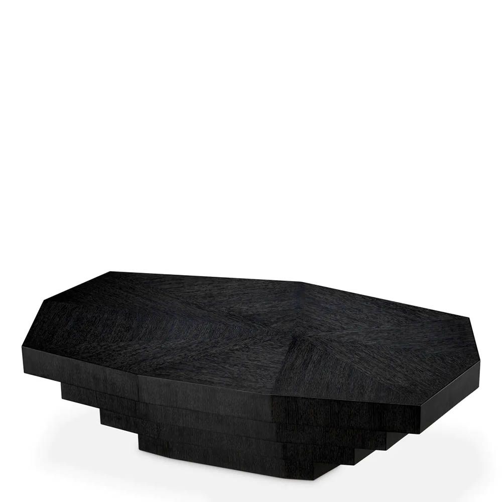 Black coffee table in descending tiered design