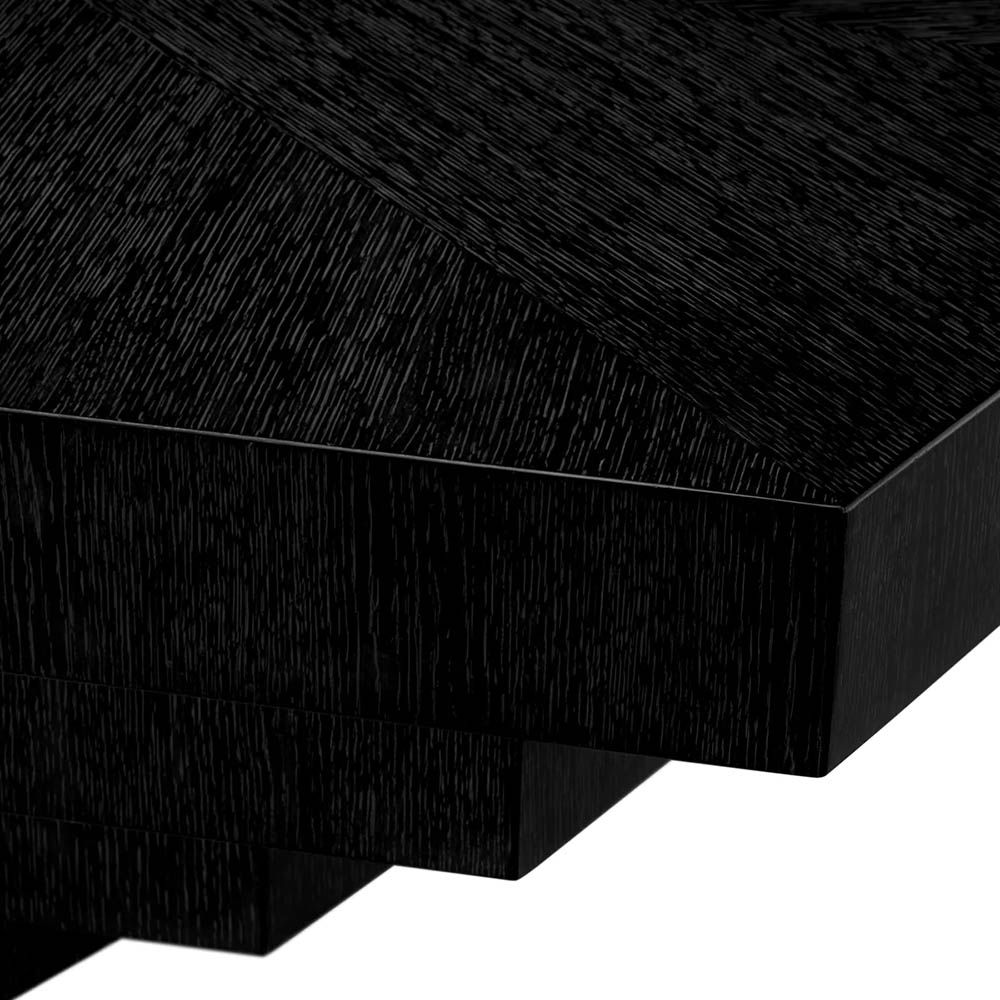 Black coffee table in descending tiered design