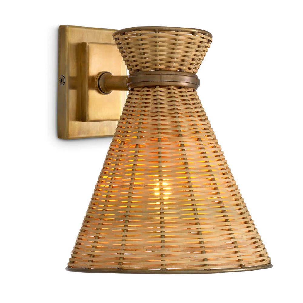 Wall lamp with rattan shade